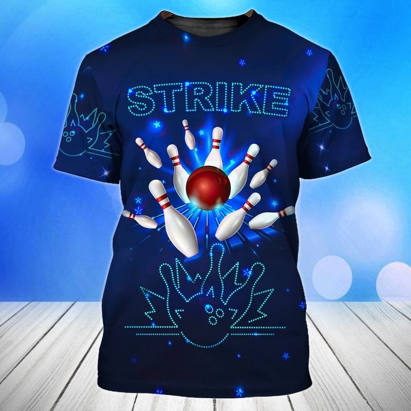 Blue Bowling Shirt Men And Women/ Blue Strike Bowling Player Shirt/ Men Bowling Shirt