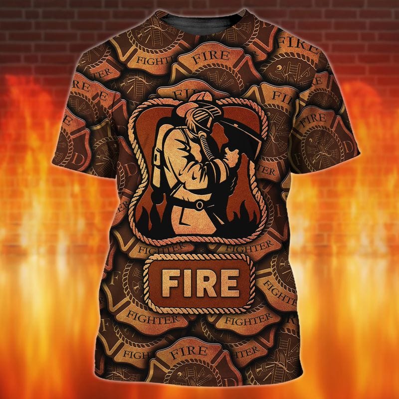 3D All Over Print Logo Firefighter Pattern Vintage Shirt/ Best Shirt for Dad Firefighter