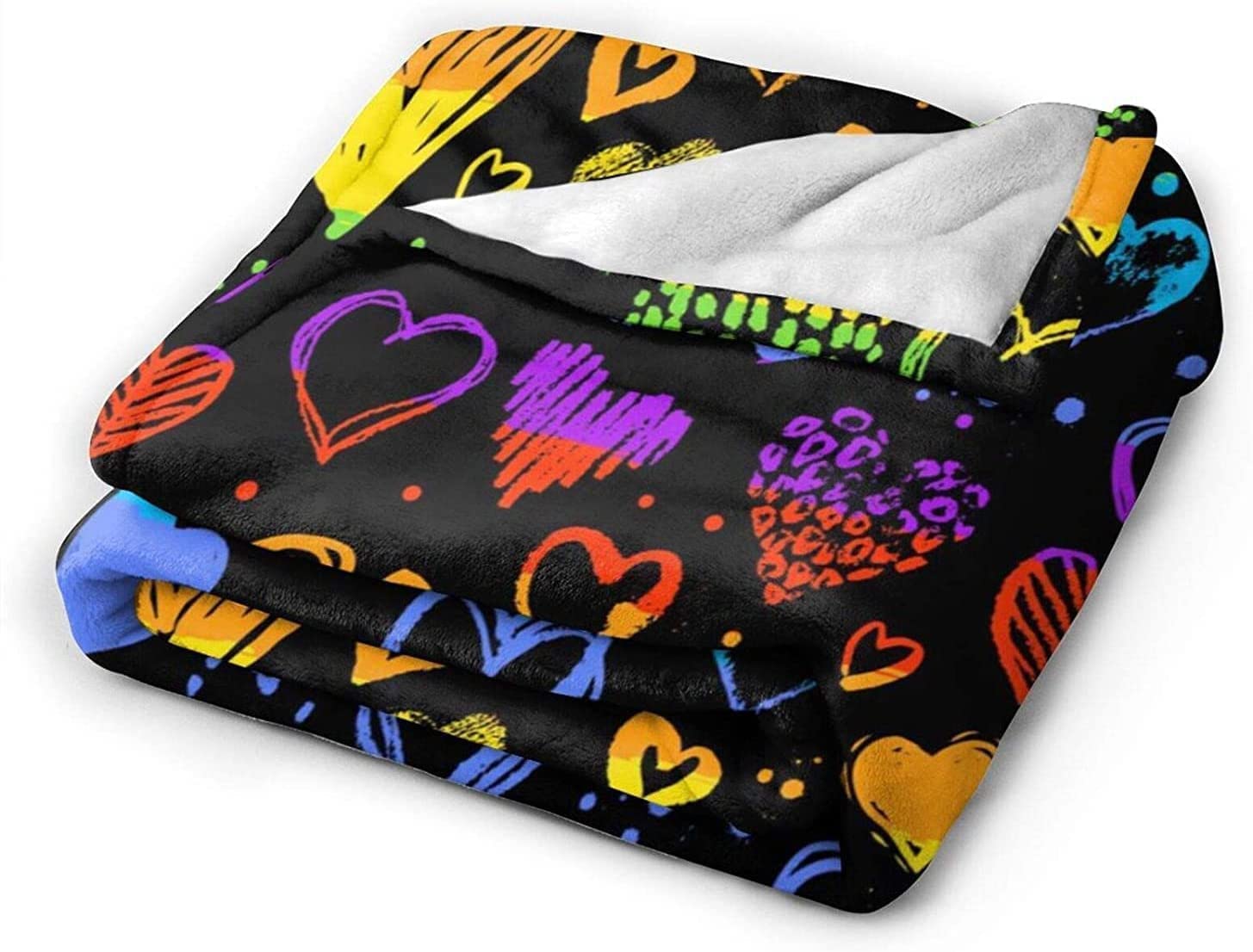 Gay Pride Rainbow Lgbt Colorful Hearts Bed Blanket Ultra Soft/ Fleece Blankets For Lgbt Community