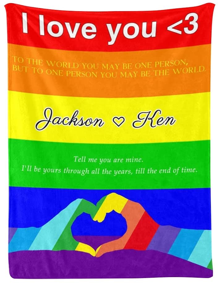 Personalized Blanket For Couple Gay Man/ Couple Lesbian Gift/ I Love You Blanket For Pride Month