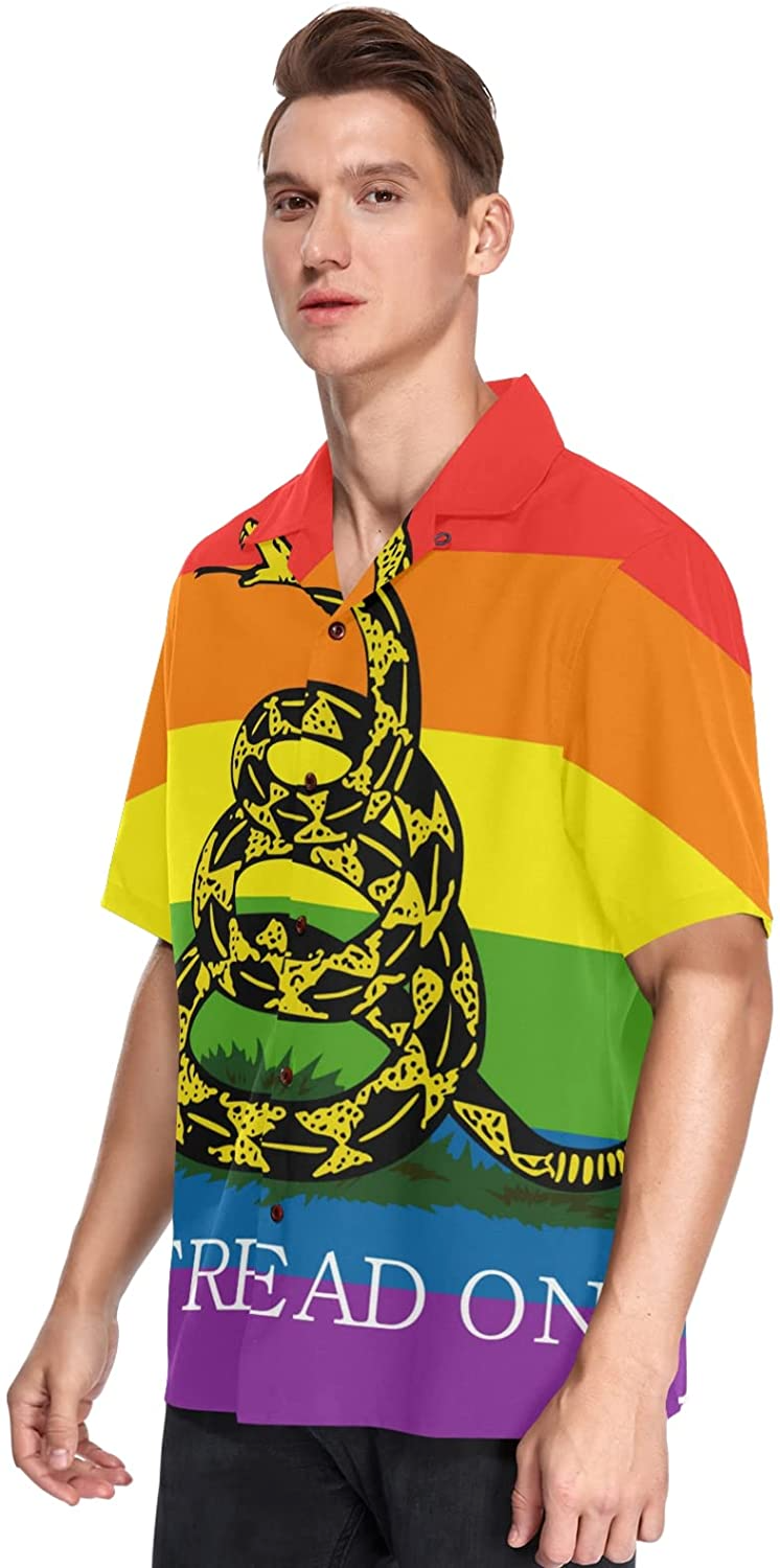 Lgbt Rainbow Rattlesnake Men''S Hawaiian Shirt Short Sleeves Button Down Aloha Shirts Beach Lgbtq