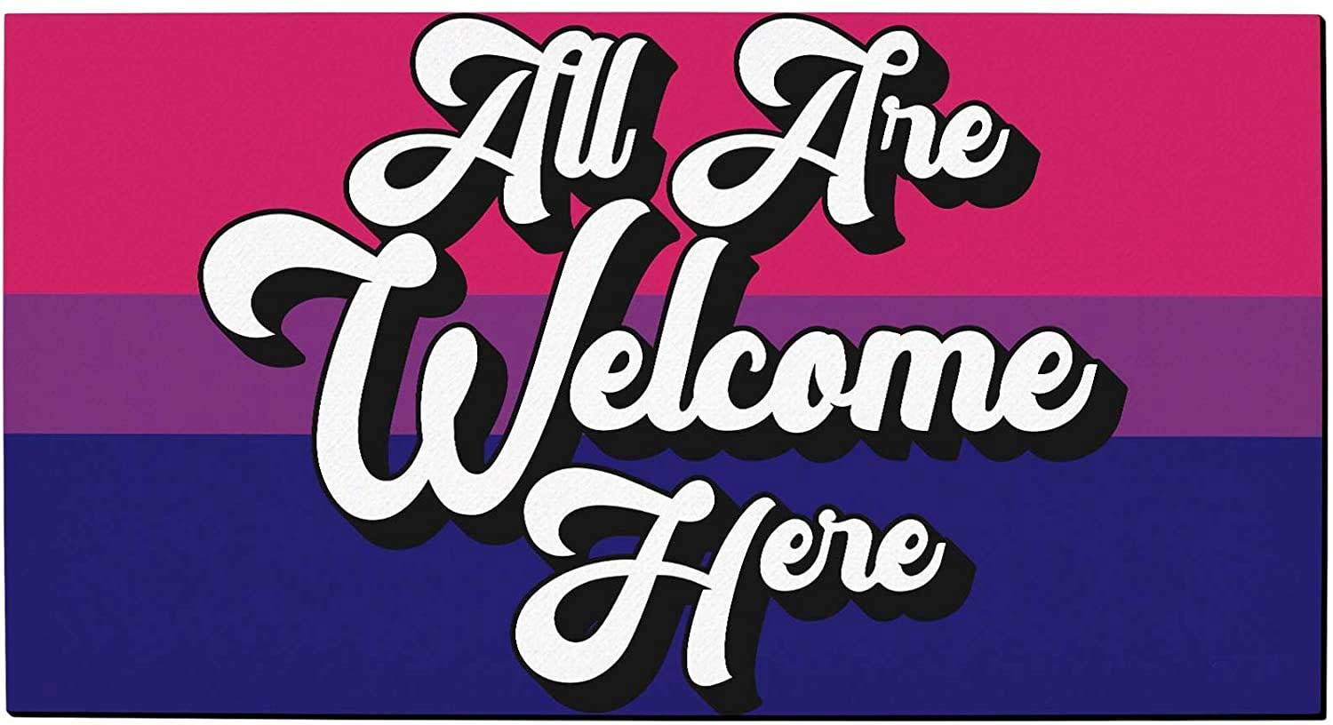 Bi Pride Bisexual Door Mat All Are Welcome Here Bi Gifts Decorative Doormat Bi Gifts