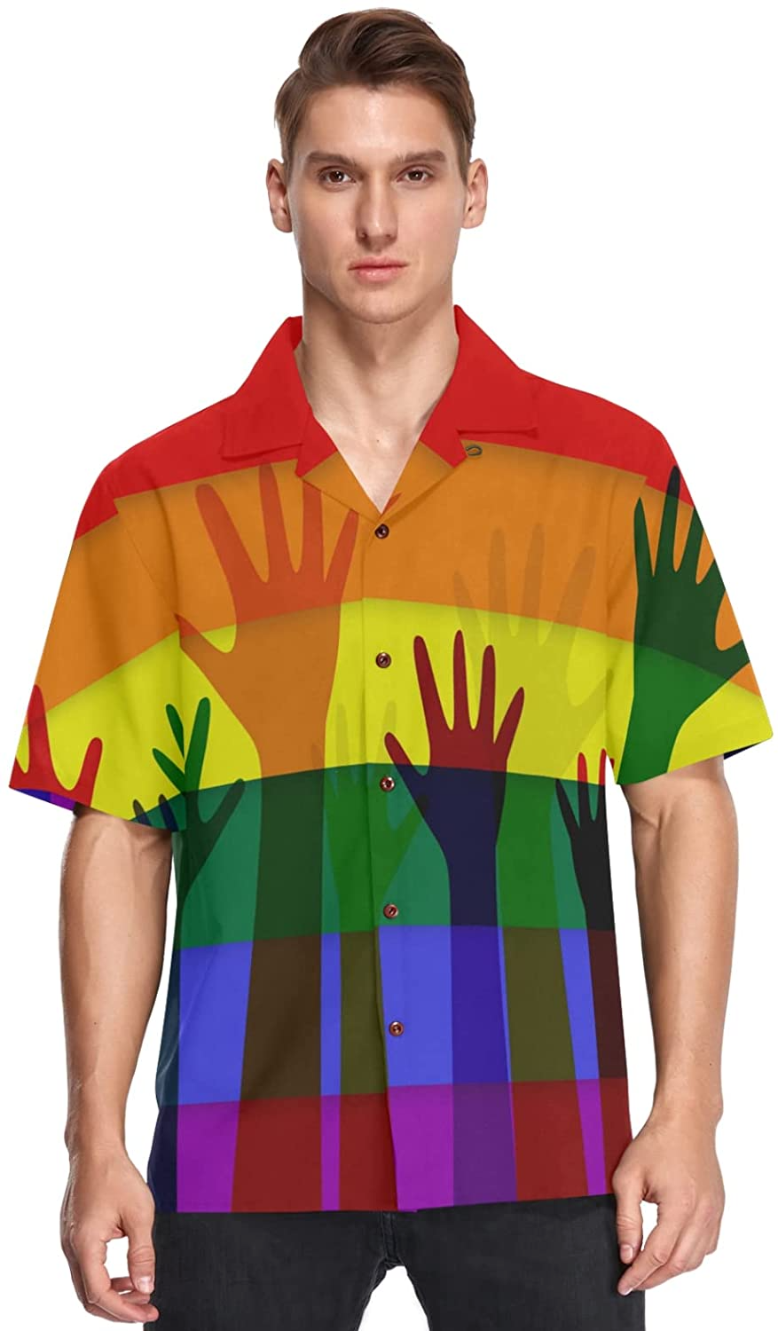 Lgbt Rainbow Flag Men''S Hawaiian Shirt/ Pride Ally Hawaii Shirt/ Ally Pride Hawaiian 3D Shirt