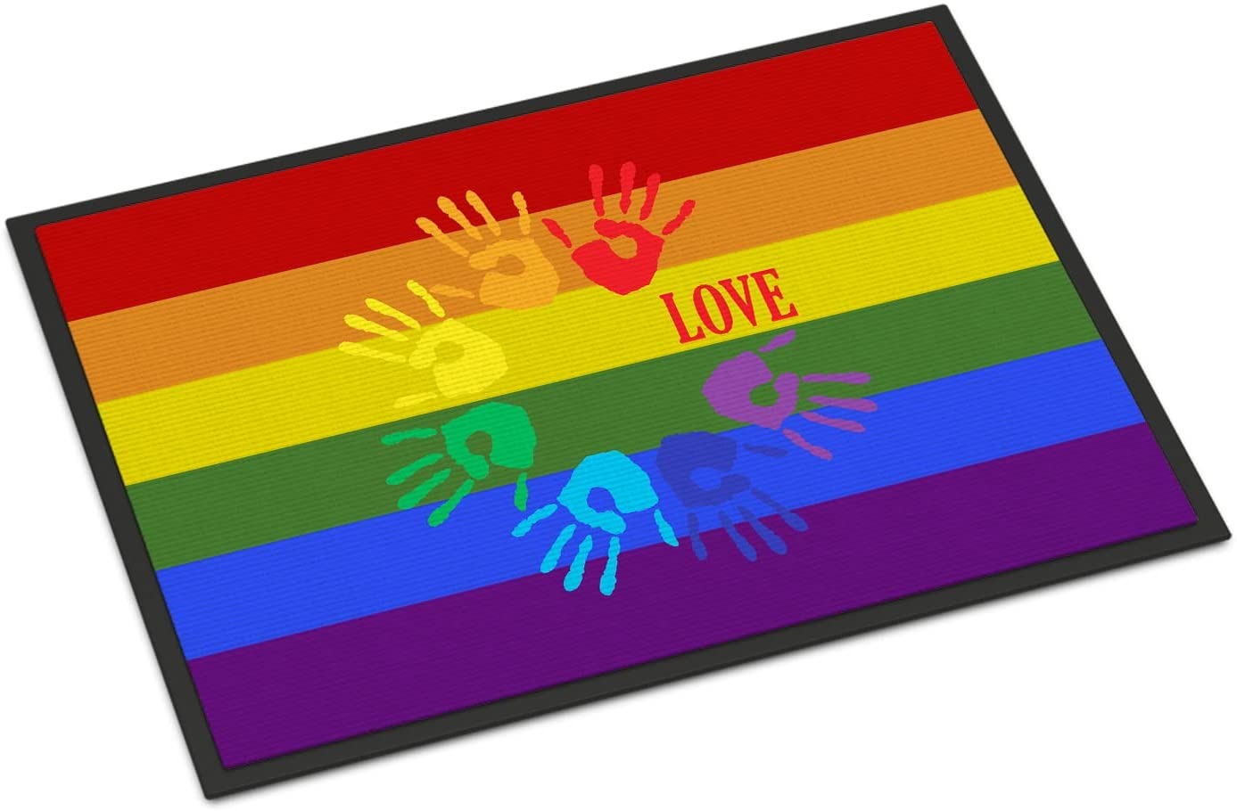 Gay Pride Love Hands Door Mat/ Indoor Rug Or Outdoor Welcome Mat 18X27 Pride Lgbt Doormat