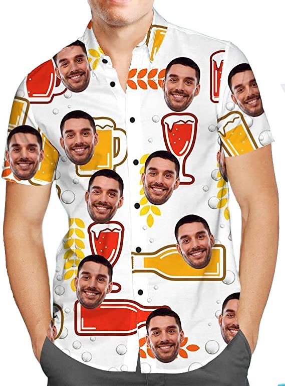 Custom Hawaiian Tropical Shirt for Men Personalized Face Hawaiian Shirts for Men/ Beer Shirt