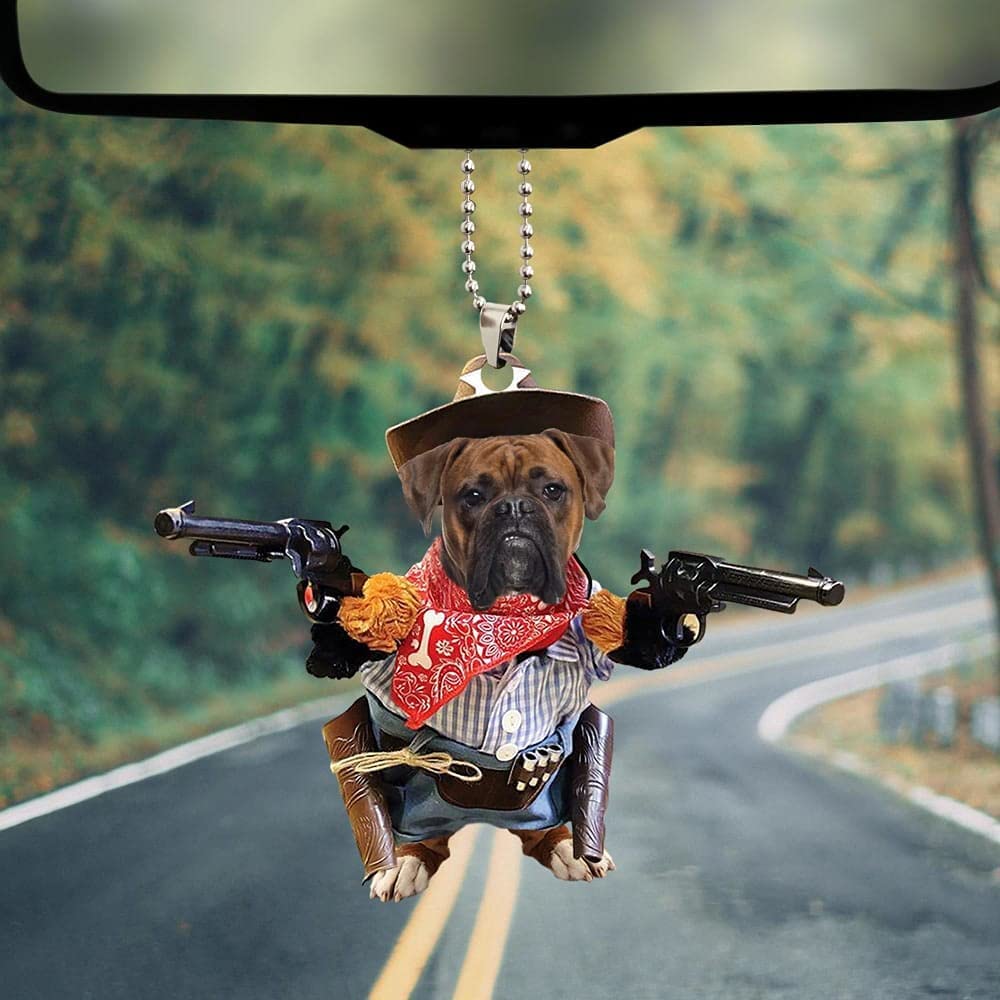 Boxer Cowboy Car Hanging Ornament Dog Ornament Dog Lover Gift