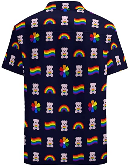 Bear Pride Hawaiian Shirt/ Rainbow Pride Hawaii Tshirt/ Aloha Lgbtq Beaach Pride Hawaiian Shirt
