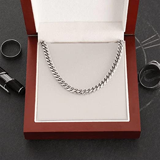 To My Son Stainless Steel Cuban Chain Necklace/ Father Mother To Son Gifts/ Gifts for Son Birthday