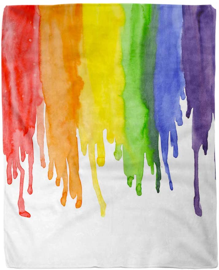 Flannel Throw Pride Blanket Colorful Love Watercolor Rainbow Colors Gay Lesbian Lgbt