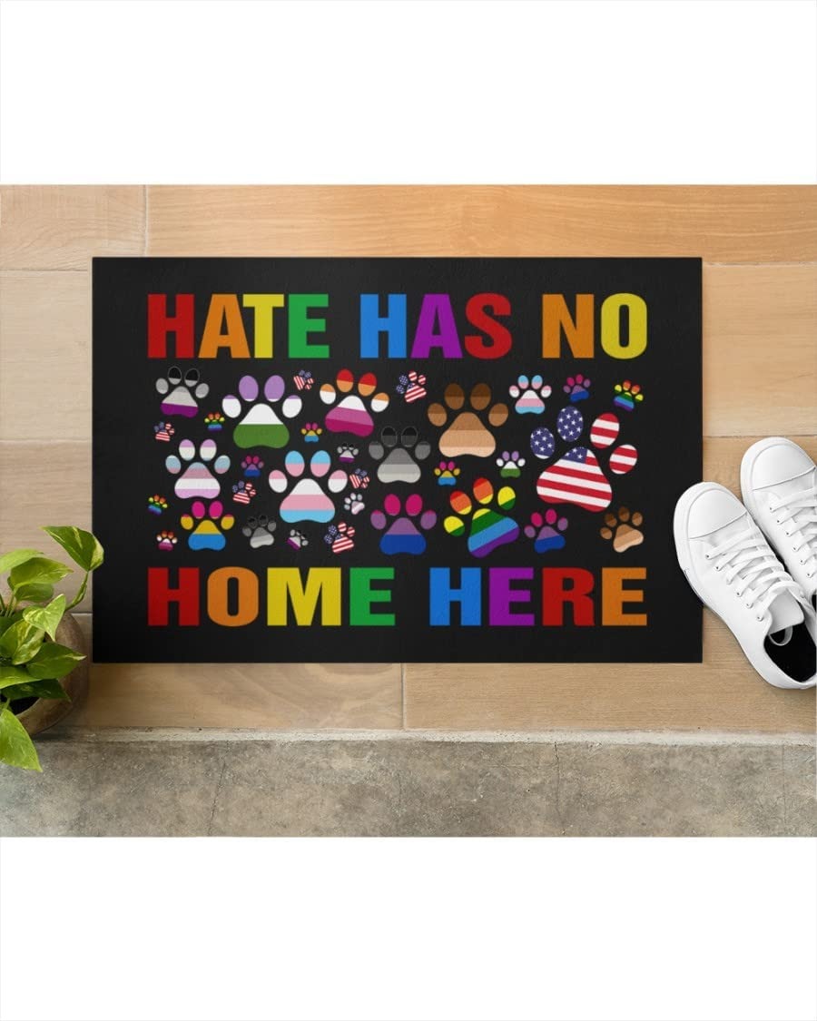Lgbtq Pride Rainbow Doormat Hate Has No Home Here Door Mat/ Lgbtq Gift/ Welcome Pride Mat