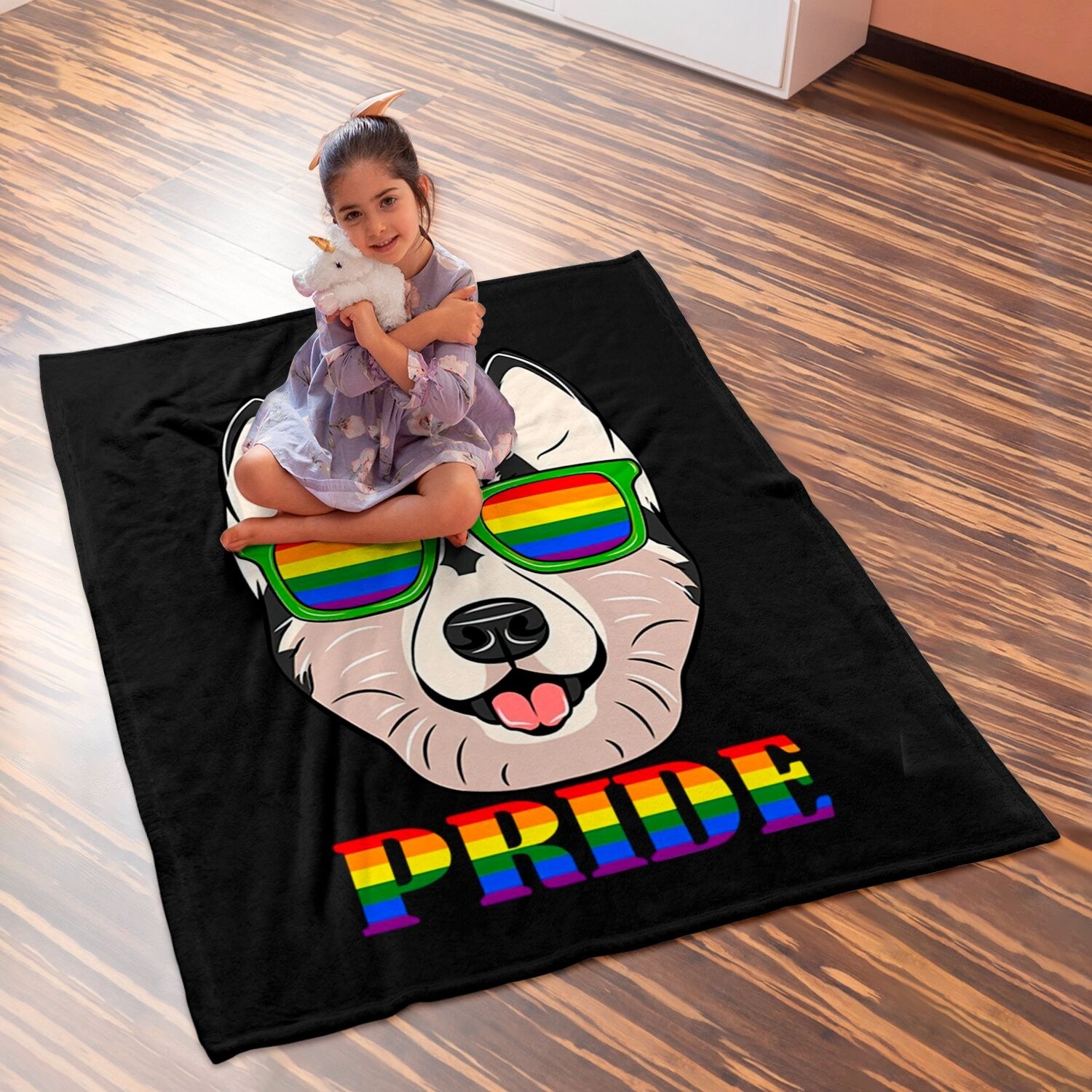 Husky Lgbt Flag Glass Pride Blanket/ Lgbt Rights Gay Pride Month Transgender Blanket/ Pride Gift