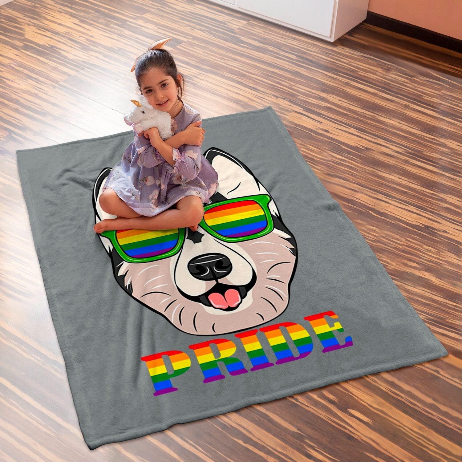 Husky Lgbt Flag Glass Pride Blanket/ Lgbt Rights Gay Pride Month Transgender Blanket/ Pride Gift