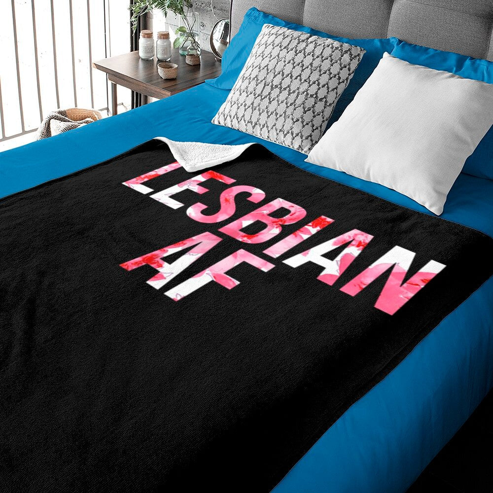 Lesbian Blanket Lesbian Af Flower Lgbt Pride Blanket/ Couple Lesbian Blanket/ Gift For Lesbian Couple