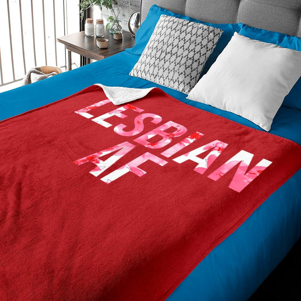 Lesbian Blanket Lesbian Af Flower Lgbt Pride Blanket/ Couple Lesbian Blanket/ Gift For Lesbian Couple