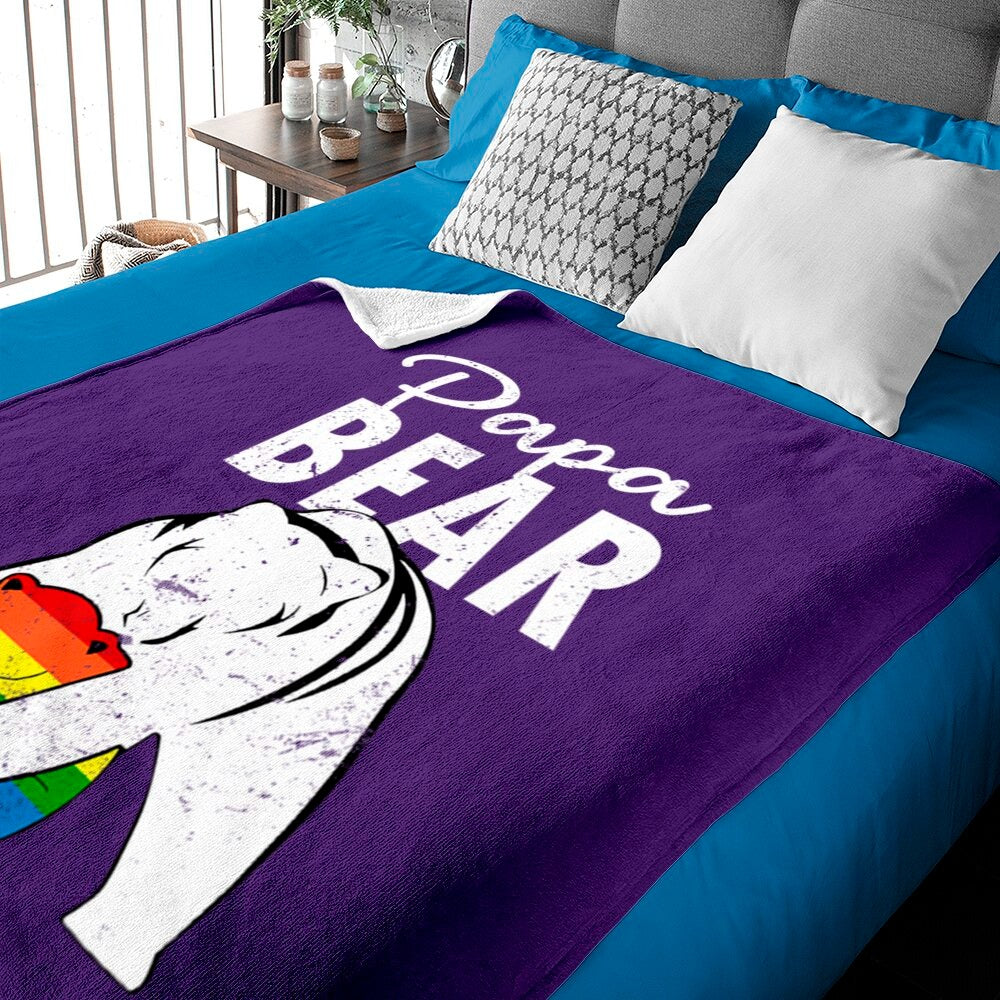 Lgbtq Blankets Papa Bear Gay Pride Rainbow Blanket Lgbt Dad Camping Blanket For Gay Lesbian