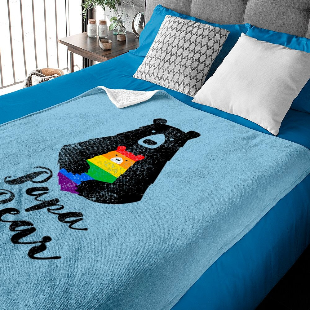 Lgbt Blankets Dad And Mom Papa Bear Mama Bear Lgbt Baby Blanket/ Pride Blanket For Gay Son/ Gift For Gaymer