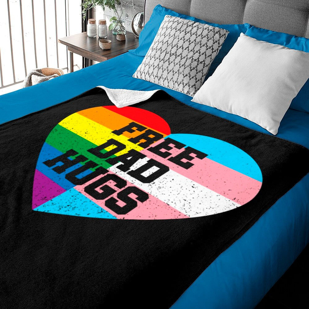 Free Dad Hugs Pride Lgbt Rainbow Blankets/ Transgender Blanket/ Gift For Trans Couple