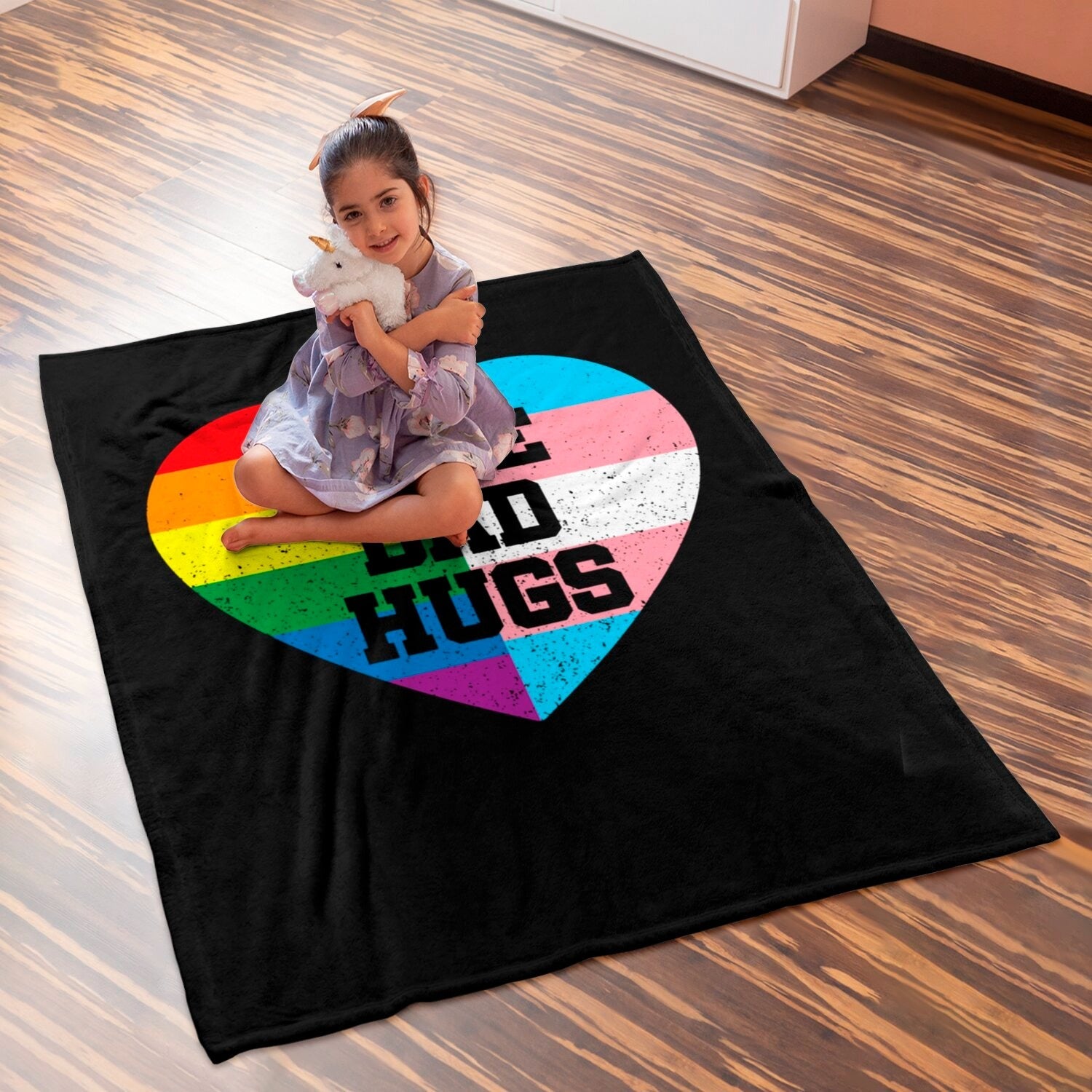 Free Dad Hugs Pride Lgbt Rainbow Blankets/ Transgender Blanket/ Gift For Trans Couple