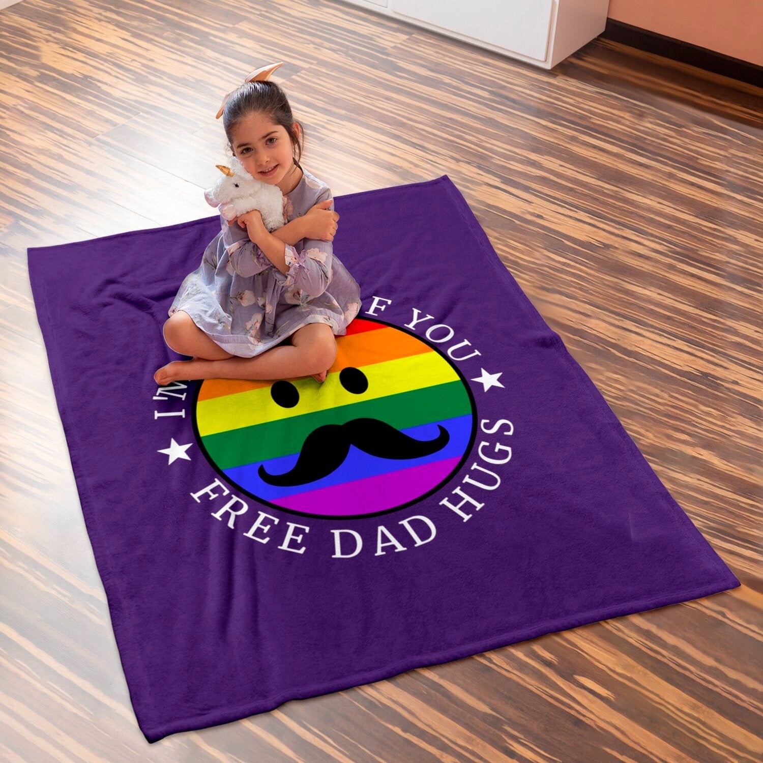 Pride Blankets For Dad Gay/ Gift For Gay Friend/ Couple Gay Gift/ Free Dad Hugs Blanket For Lgbtq Pride Month