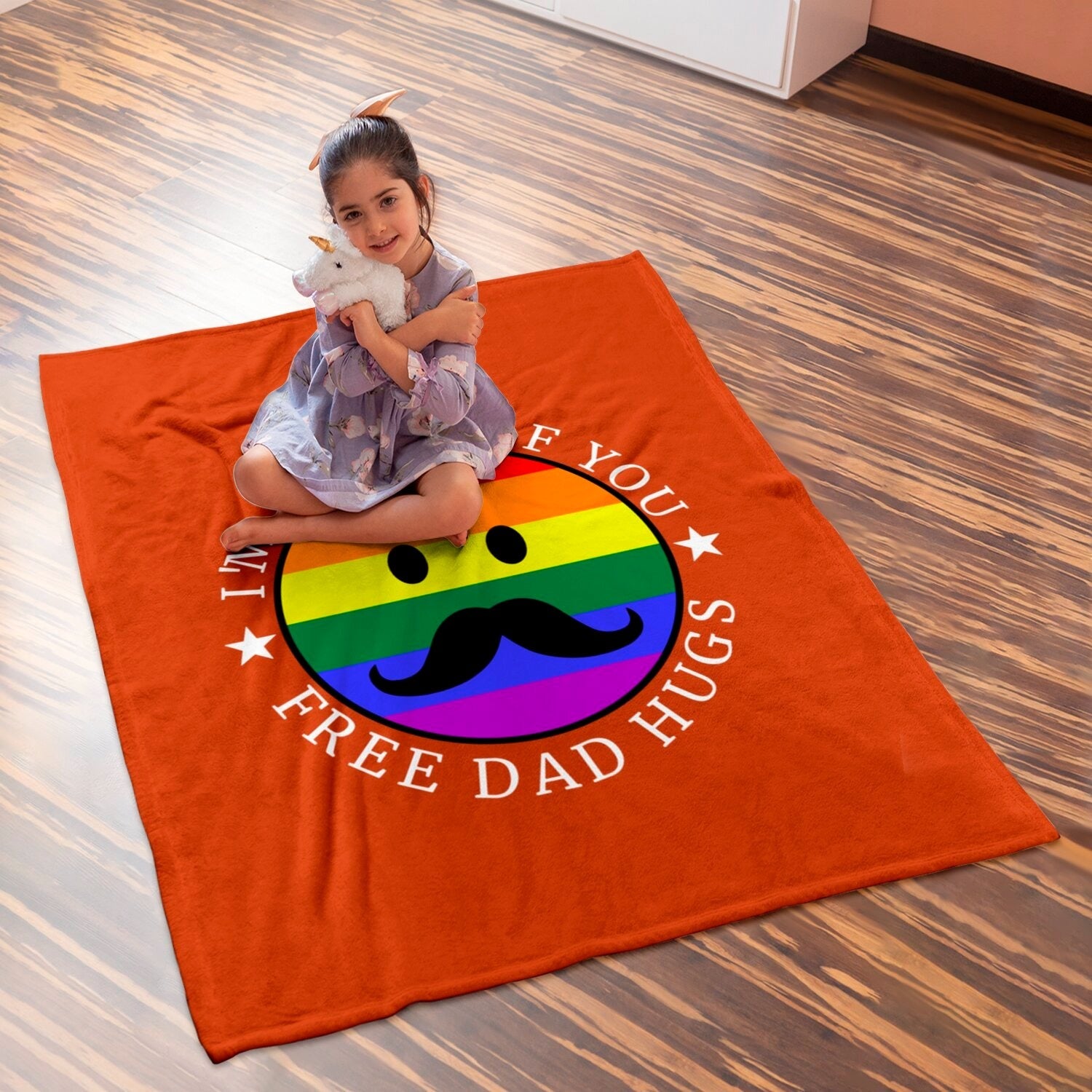 Pride Blankets For Dad Gay/ Gift For Gay Friend/ Couple Gay Gift/ Free Dad Hugs Blanket For Lgbtq Pride Month