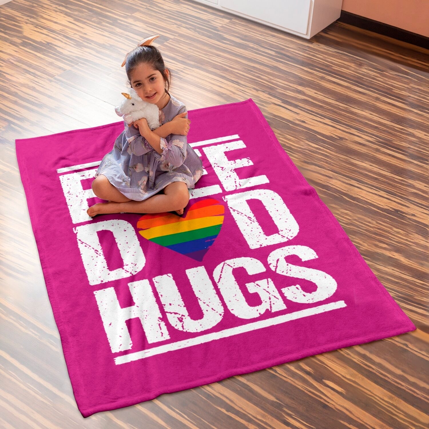 Free Dad Hugs Lgbt Blanket Lgbt Pride Daddy Papa Baby Blanket/ Gift For Couple Gay Man Gaymer Gift