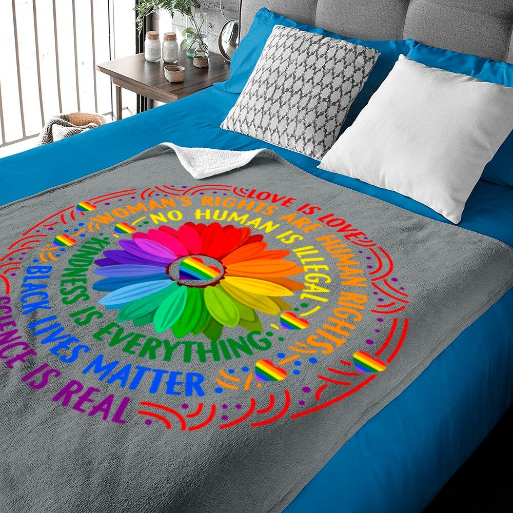 Rainbow Pride Blanket/ Black Lives Matter Science Lgbt Pride Flower Blanket For Gay And Lesbian