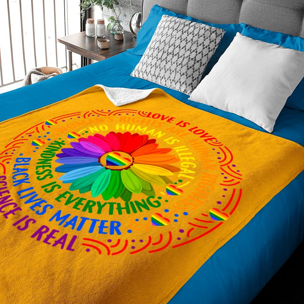 Rainbow Pride Blanket/ Black Lives Matter Science Lgbt Pride Flower Blanket For Gay And Lesbian