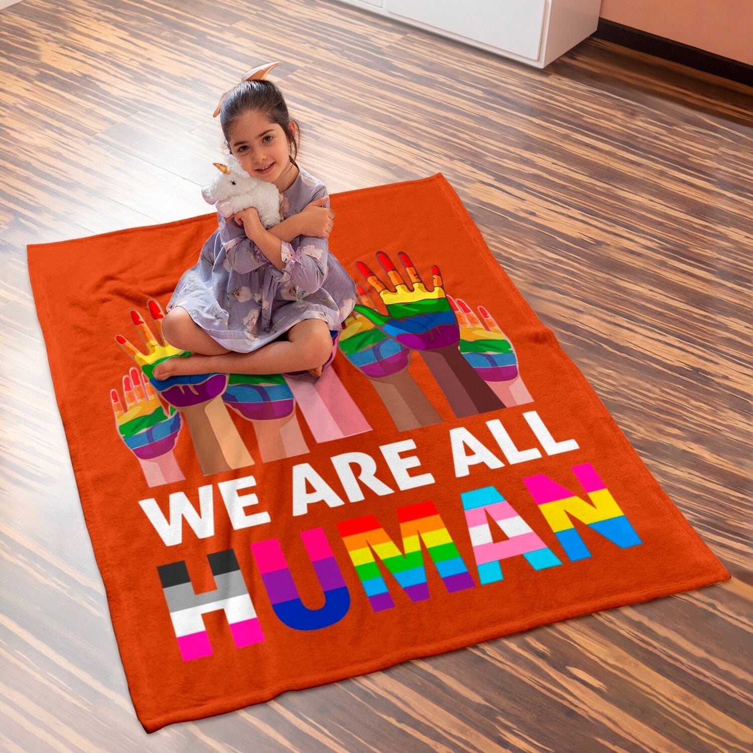 Lgbtq Blanket We Are All Human Right Lgbt Gay Pride Ally Blanket Transgender Blanket/ Gift For Trans