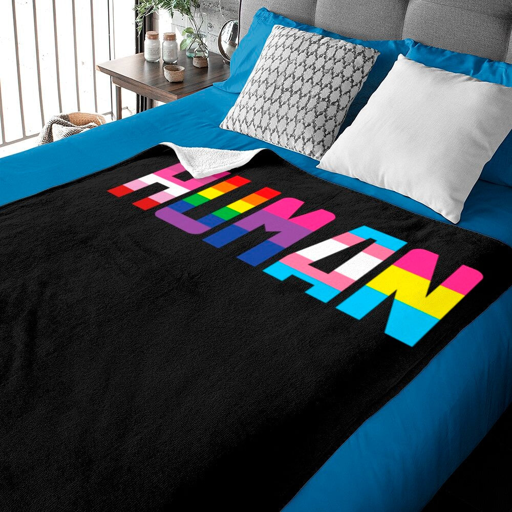 Human Lgbt Gay Pride Blankets/ Rainbow Gay Blanket/ Human Rights Blankets For Ally/ Support Lgbtq Gifts