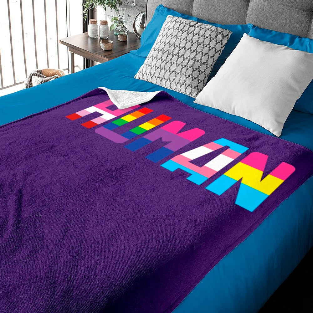 Human Lgbt Gay Pride Blankets/ Rainbow Gay Blanket/ Human Rights Blankets For Ally/ Support Lgbtq Gifts