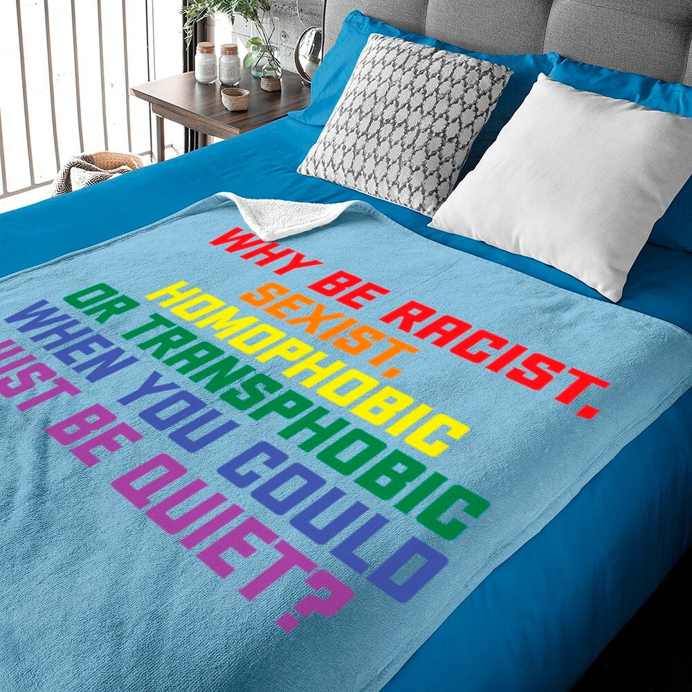Pride Blanket Why Be Racist Lgbt Gay Pride Blanket For Lesbian Gay Man/ Couple Gaymer Gift
