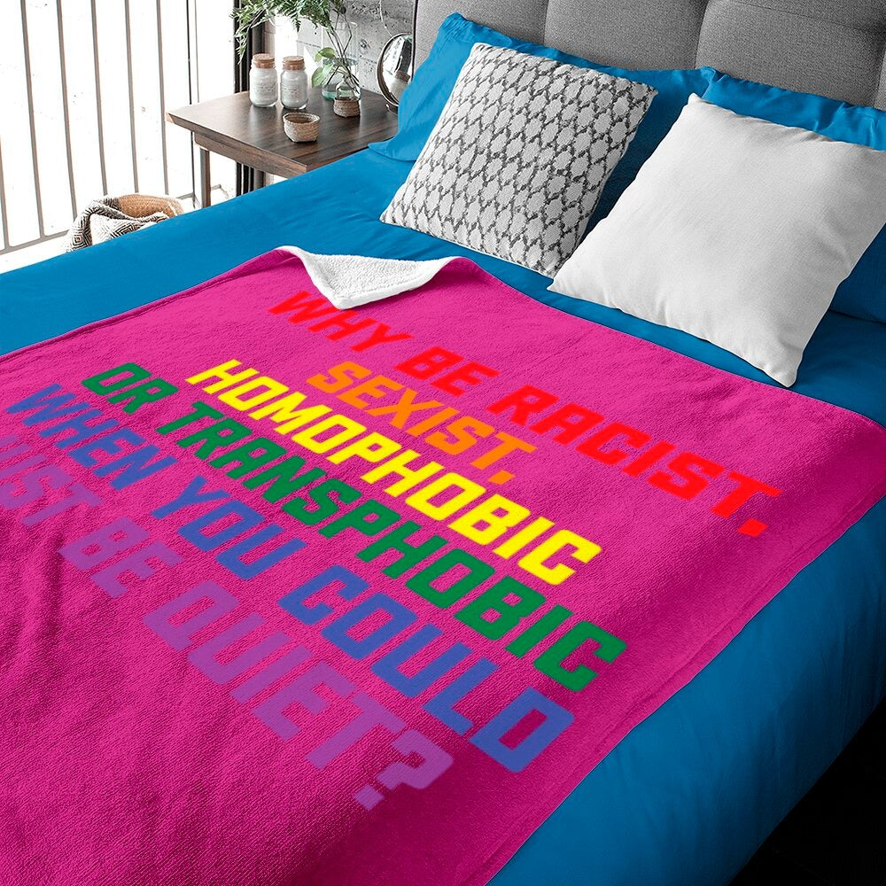 Pride Blanket Why Be Racist Lgbt Gay Pride Blanket For Lesbian Gay Man/ Couple Gaymer Gift