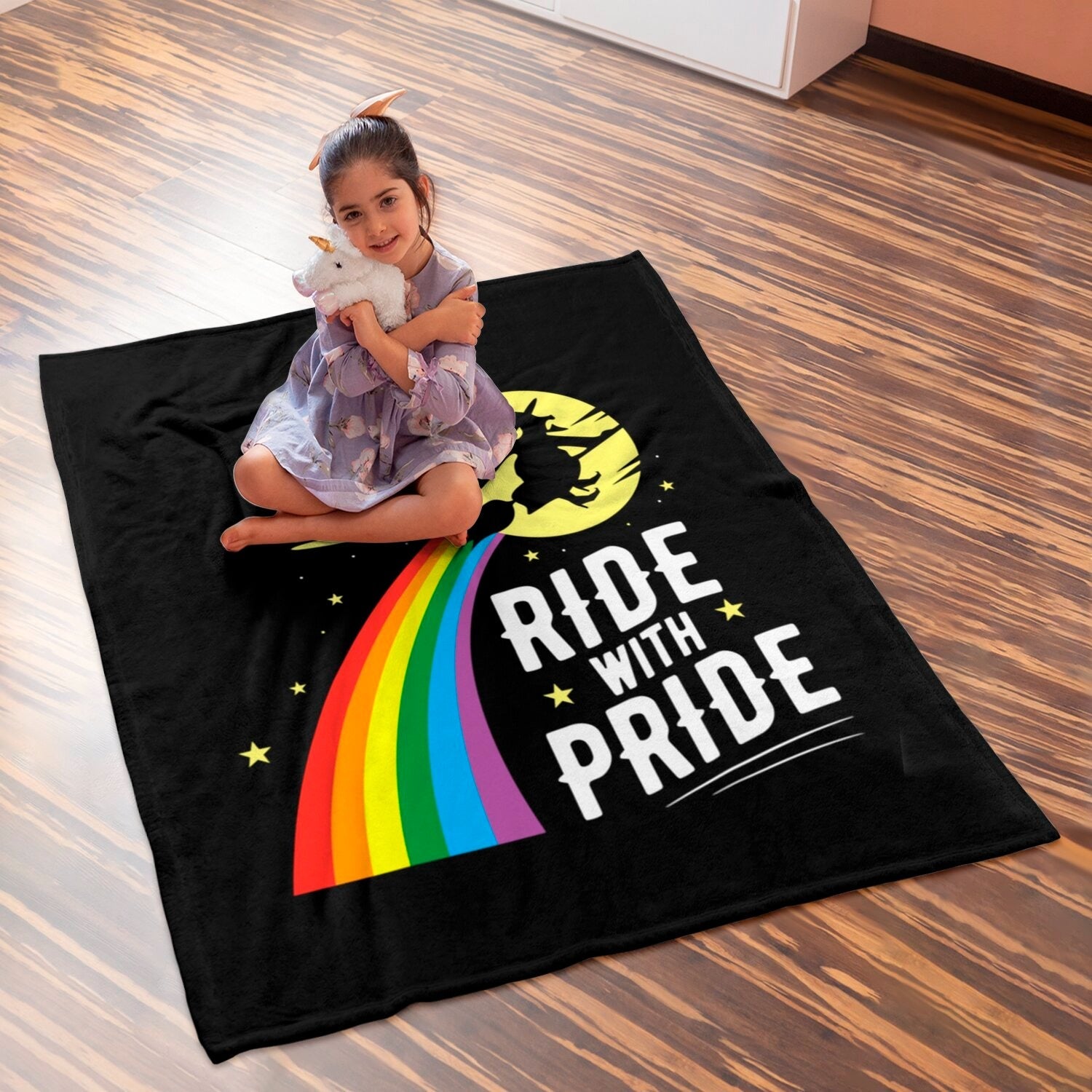 Ride With Pride Lgbt Gay Lesbian Blanket/ Blanket For Pride Month/ Gift To Couple Lesbian