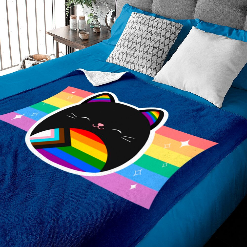 Lgbt Blanket Pride Ally Cat Blanket/ Rainbow Cat Ally Blanket/ Ally Gift/ Support Lgbt Gift