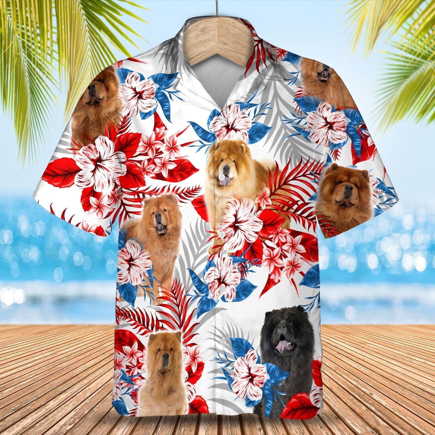 Chow Chow Hawaiian Shirt For Adults/ Dog Hawaii Aloha Beach Shirts/ Summer Hawaiian Shirt For Dog Lover