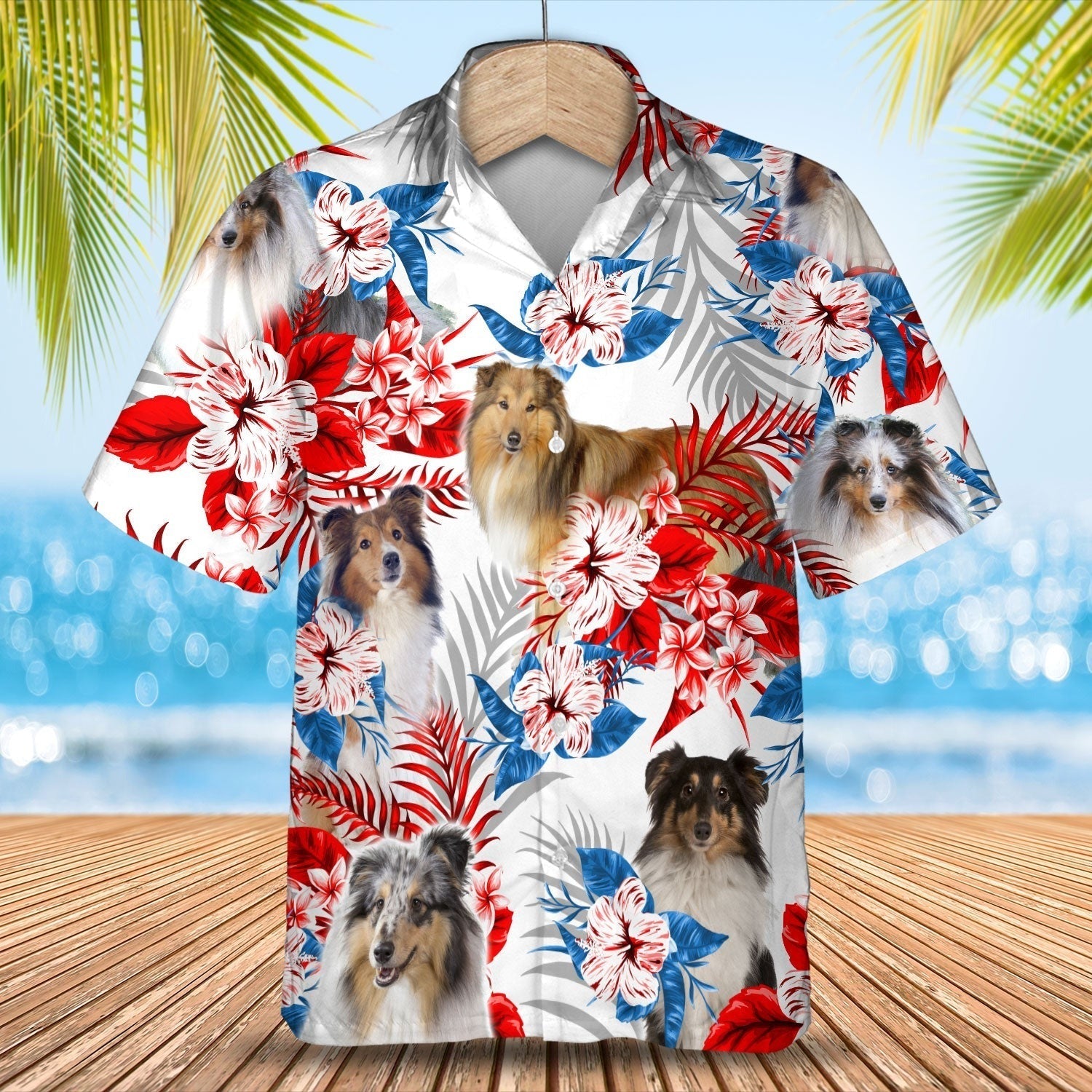 Shetland Sheepdog Hawaiian Shirt/ Cool Dog In Aloha Beach Shirt Full Printed/ Dog Hawaii Shirt