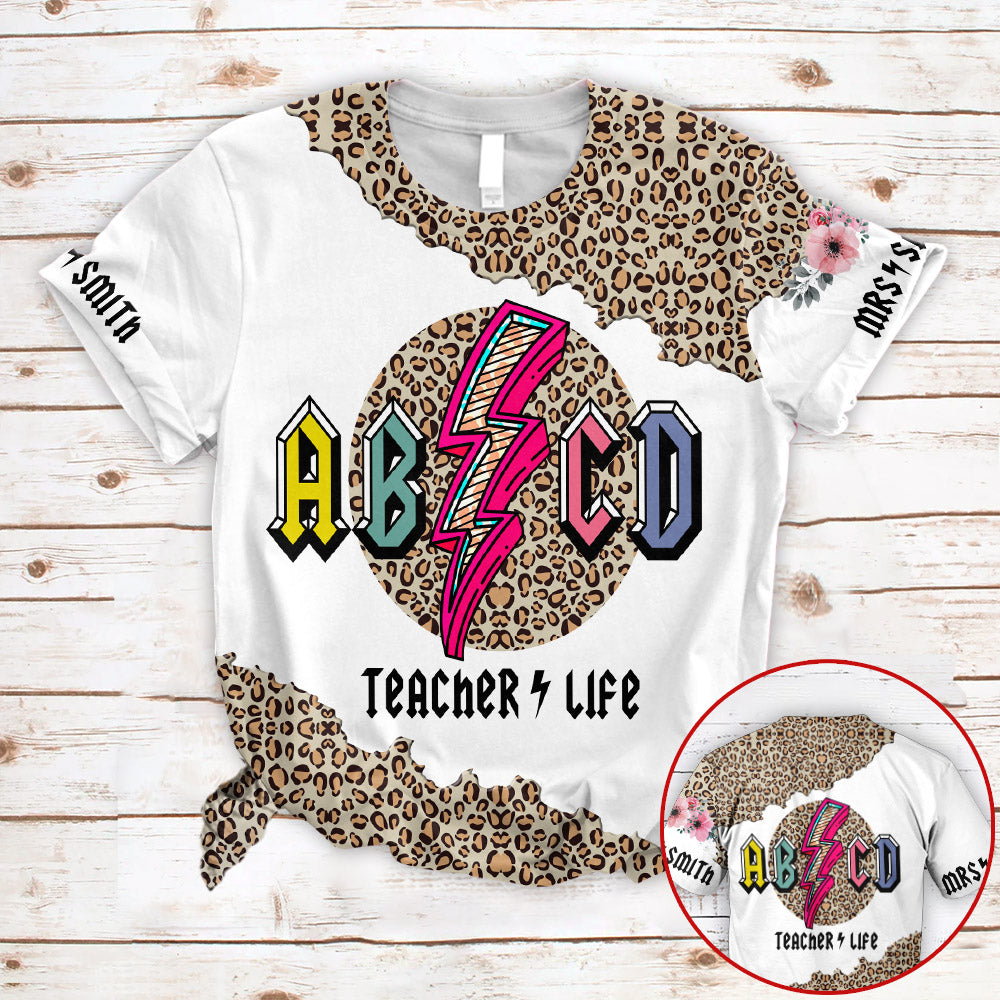 Personalized Shirts Abcd Teacher Life Leopard 3D All Over Print Shirts For Teacher