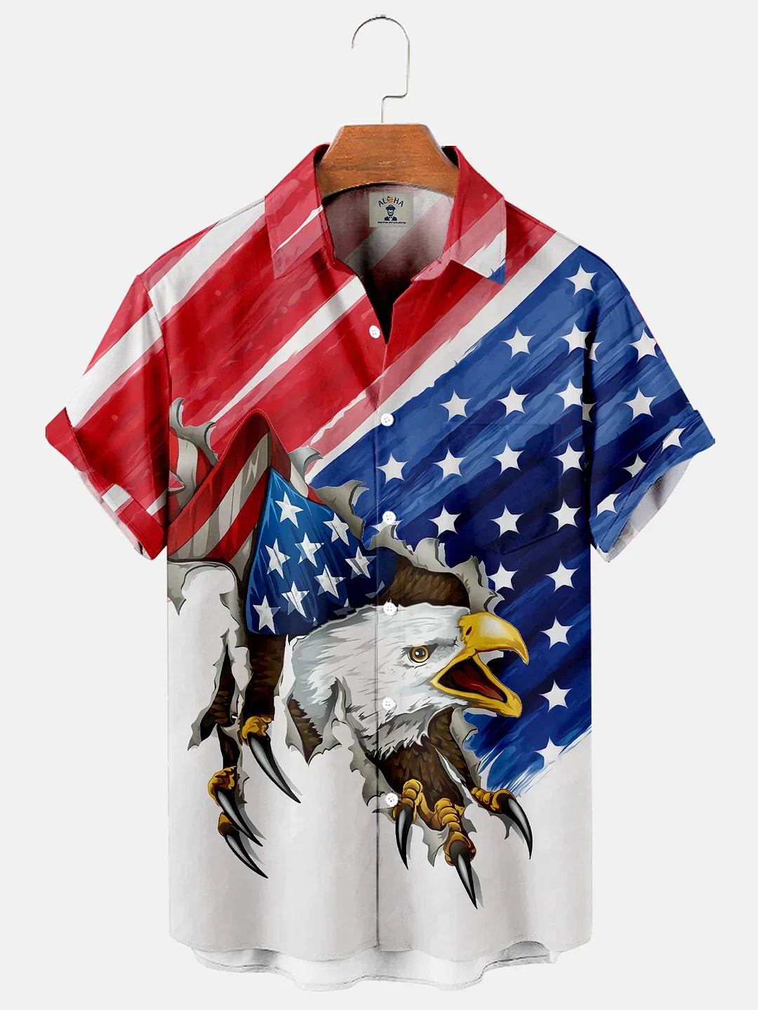 American Flag Casual Loose Men''s Short Sleeve hawaiian Shirt/ 4th Of July Hawaiian Shirt for men