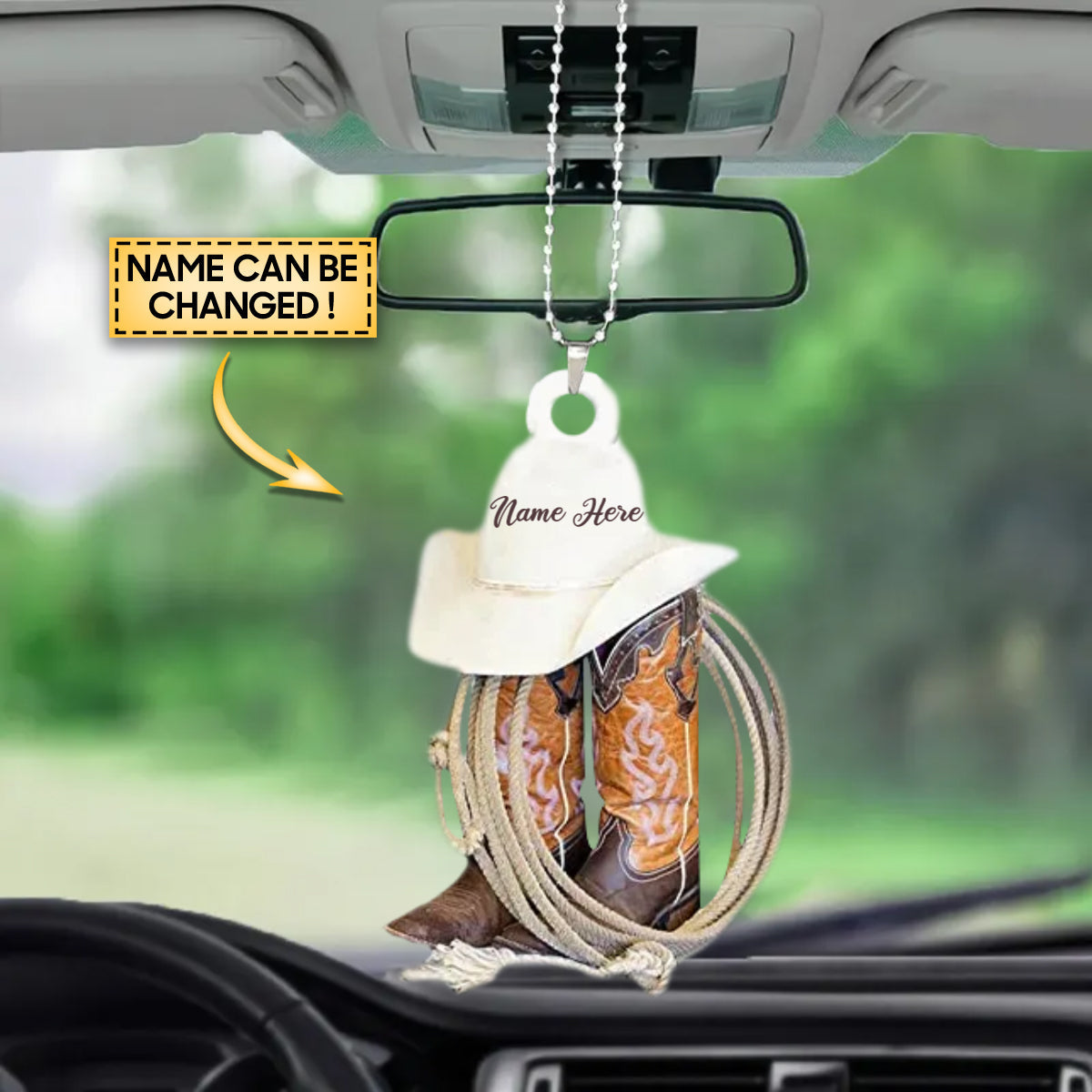 Personalized Vintage Cowboys & Cowgirls Hats And Boots Car Hanging Ornament