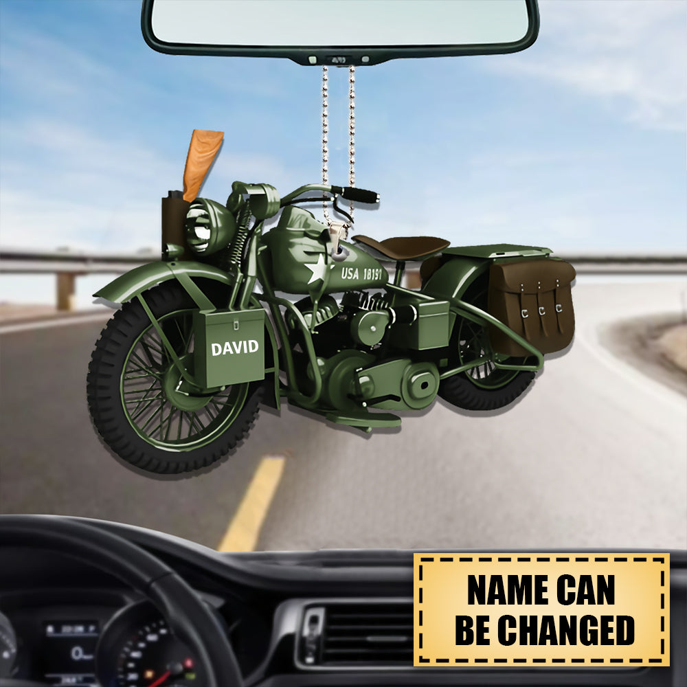 Personalized Army Military Motorcycle Car Hanging Ornament/ Ornament For Army Men