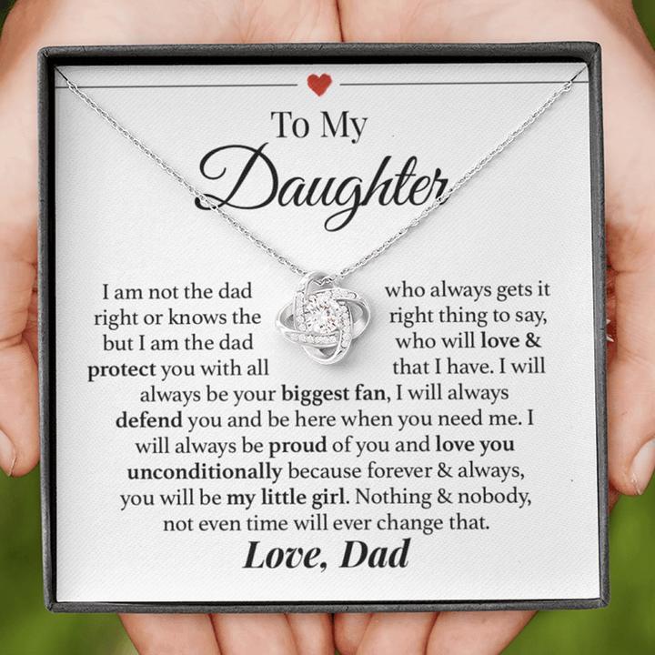 To My Daughter Necklace/ Dad Love Knot Necklace/  I Will Always Be Your Biggest Fan Love