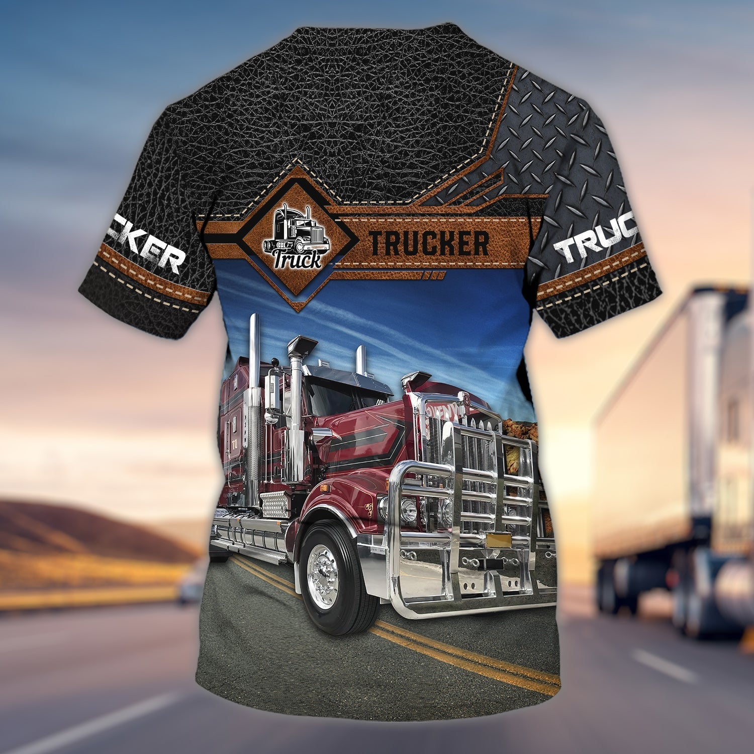 Personalized 3D Truck On Shirt Leather Pattern Trucker Uniform Team Shirts