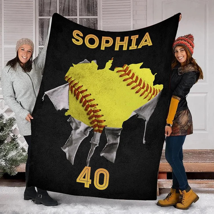 Personalized Name And Number Softball Blanket Gift For Daughter From Mom Dad Softball Daughter Blanket Softball Love Gifts