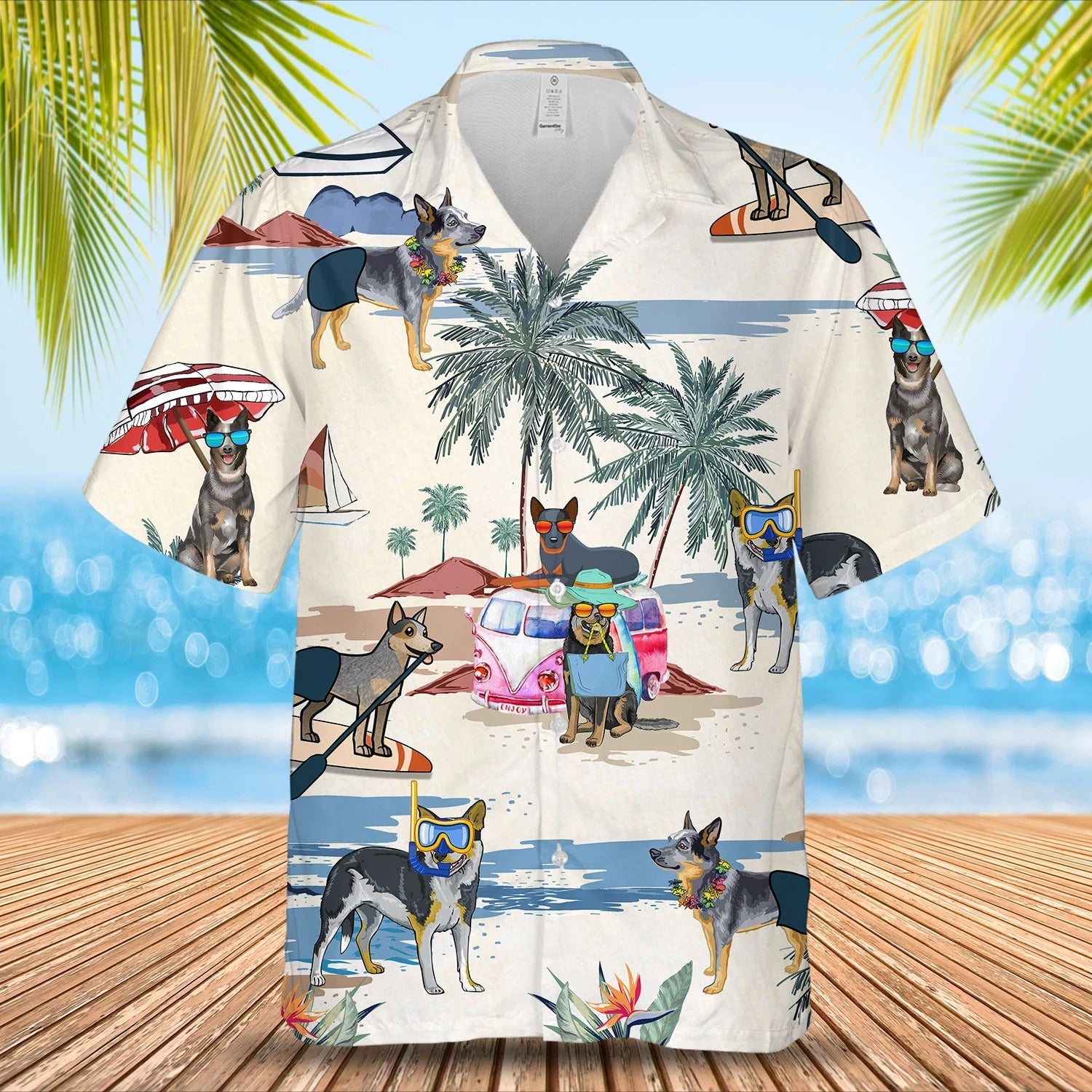 Australian Cattle Dog Summer Beach Hawaiian Shirt/ Summer Beach And Dog In Hawaii Aloha Shirt