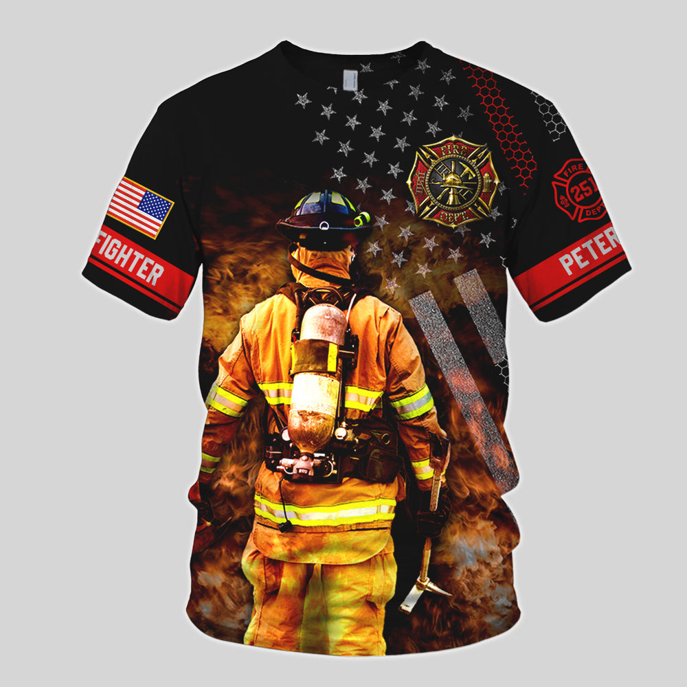 Custom Shirts Gift For Firefighter Personalized Gifts For Fireman Firefighter All Over Print Shirts
