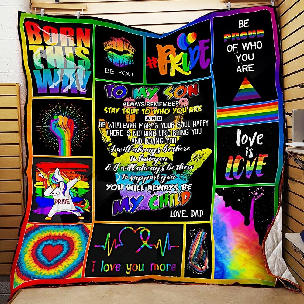To My Son Blanket Lgbt Pride Fleece Blankets/ Pride Blankets From Dad Mom/ Gay Pride Bisexual Pride Month Gifts