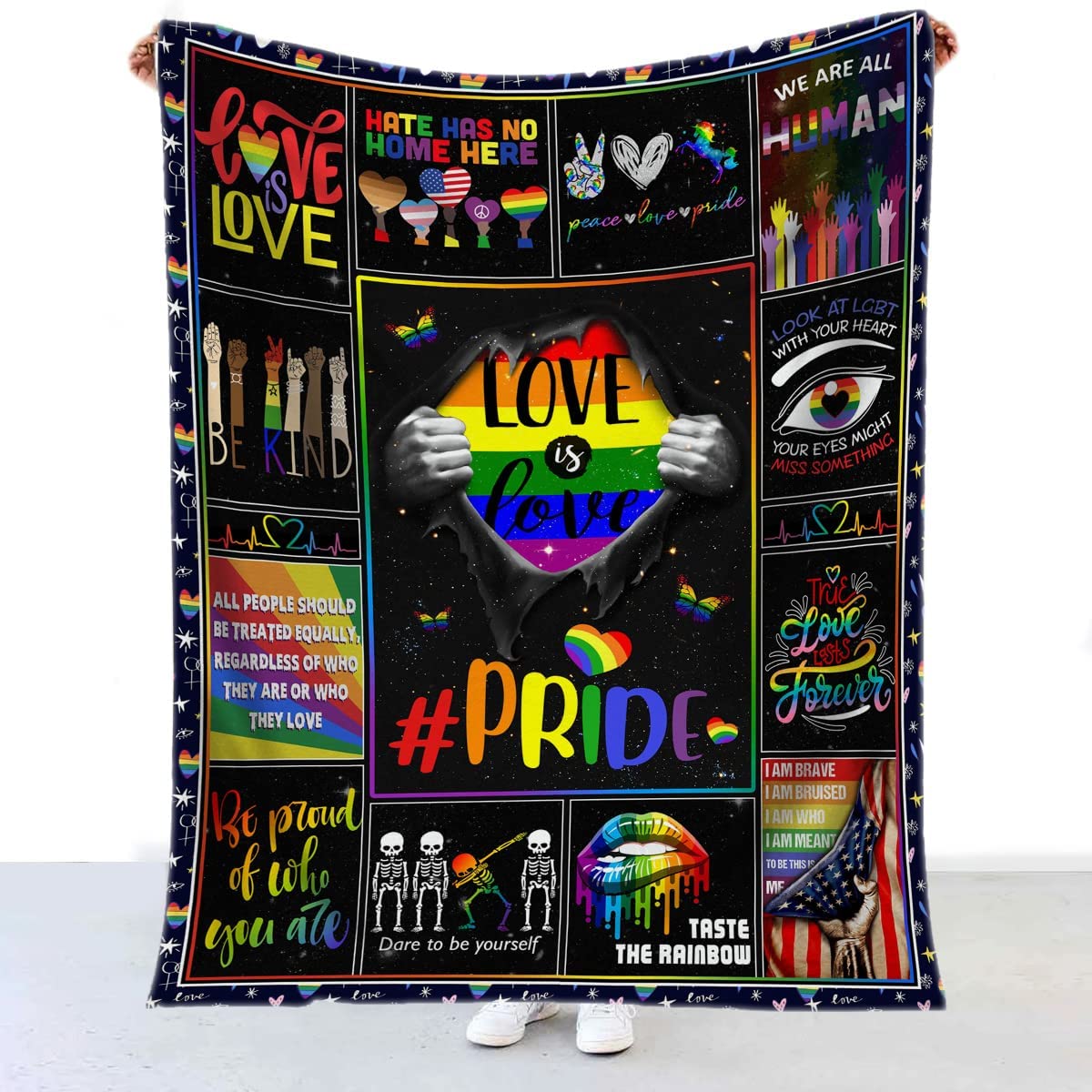 Lgbt Throw Blanket For Lesbian Bisexual Transgender Gay Couple Rainbow Love Is Love Gay Pride Blanket