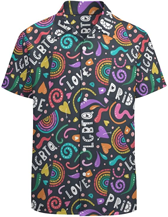 Pride Lgbtq Rainbow Hawaiian Shirt/ Love Hawaiian Shirt For Lesbian/ Gift For Couple Gay Man/ Lesbian Gift