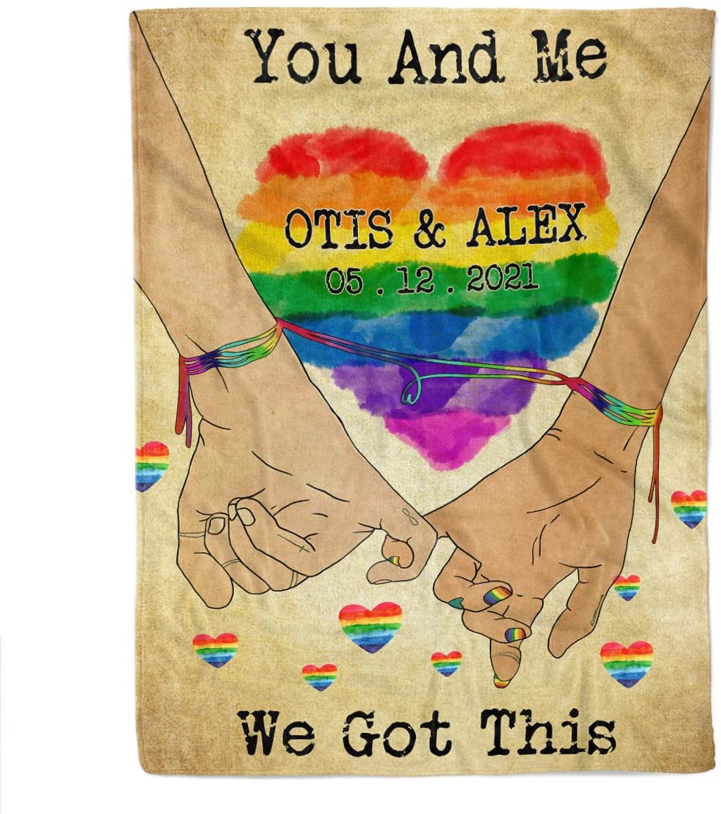 Hand Promise Lgbt Gay Pride Blanket With Personalized Couple