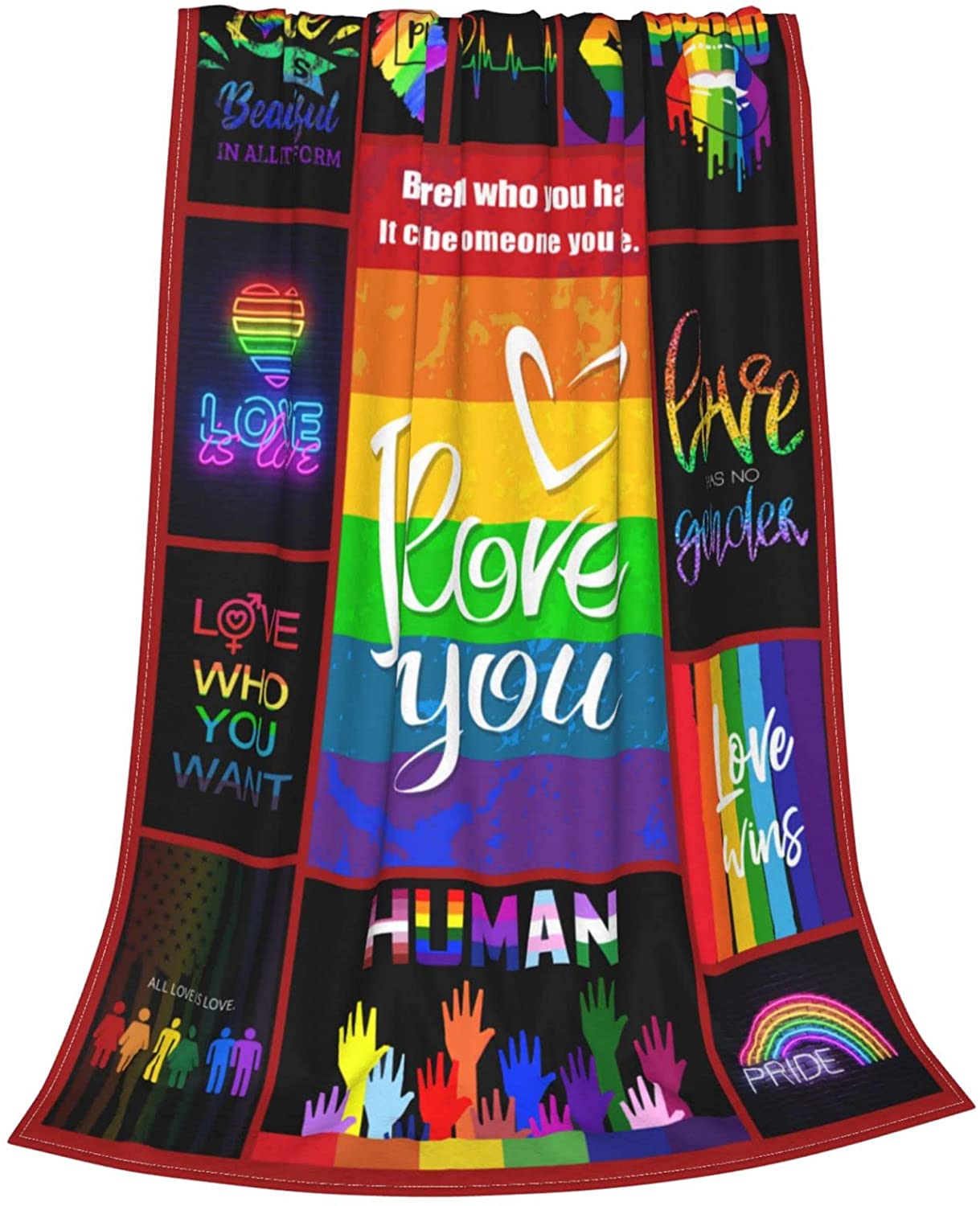 Lgbt Throw Blanket Rainbow Gay Pride Flannel Fleece Blankets For Couch Sofa/ Love Is Love Blanket